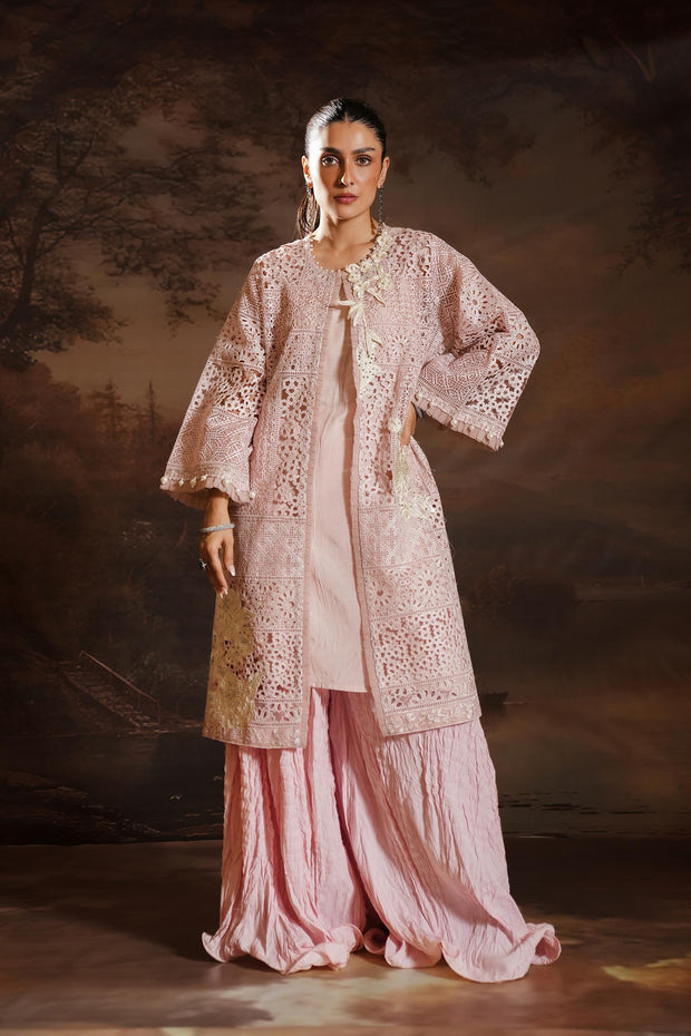 Sana Safinaz Stitched Embroidered Organza Shirt + Gharara Sana