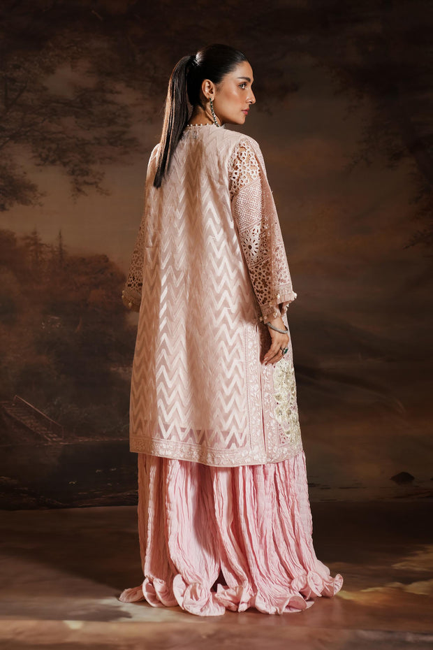 Sana Safinaz Stitched Embroidered Organza Shirt + Gharara Sana