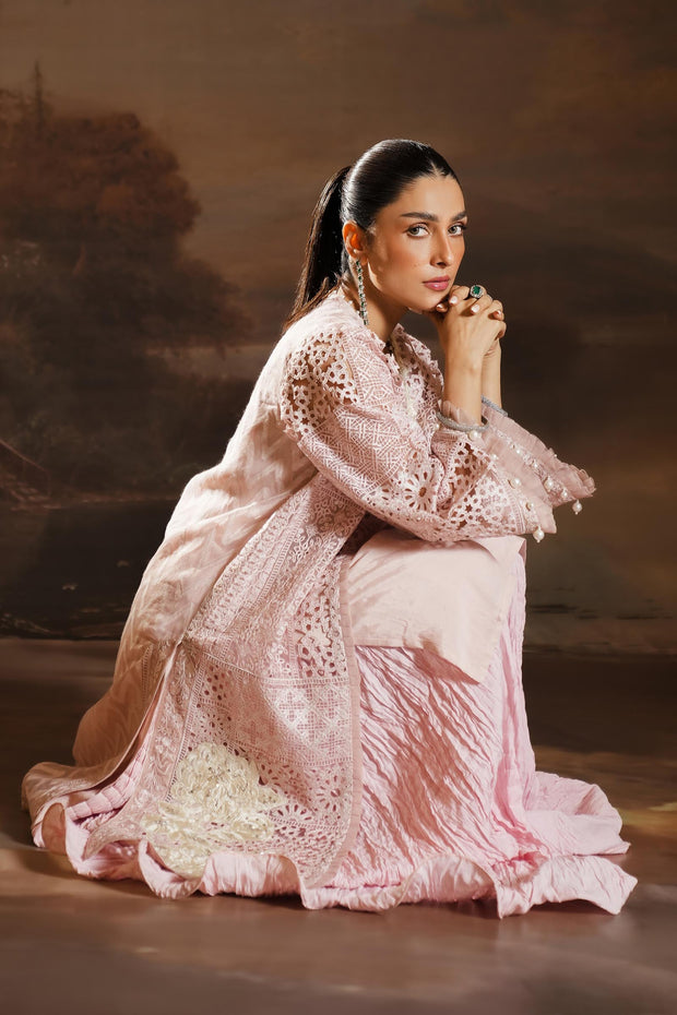 Sana Safinaz Stitched Embroidered Organza Shirt + Gharara Sana
