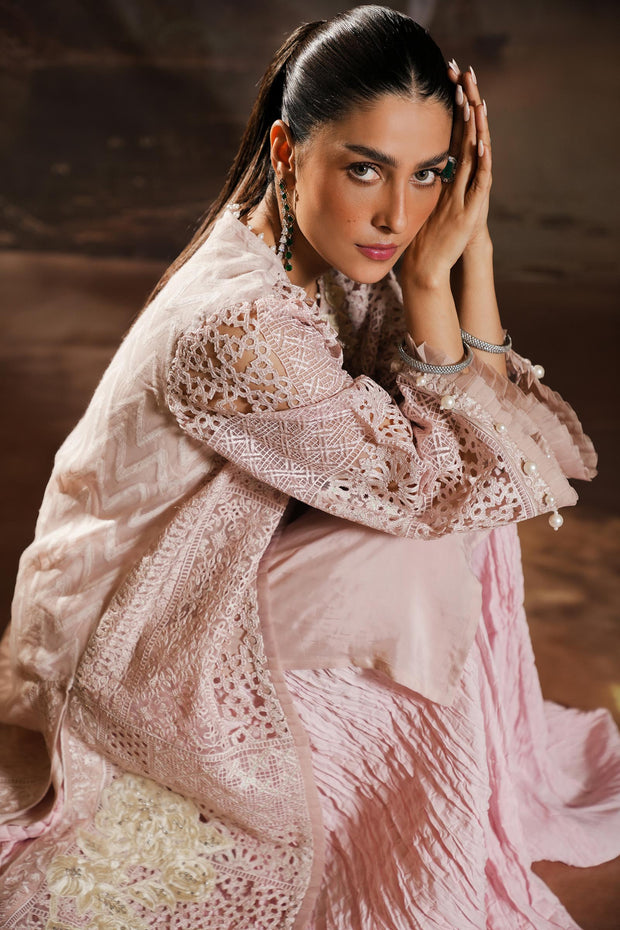 Sana Safinaz Stitched Embroidered Organza Shirt + Gharara Sana