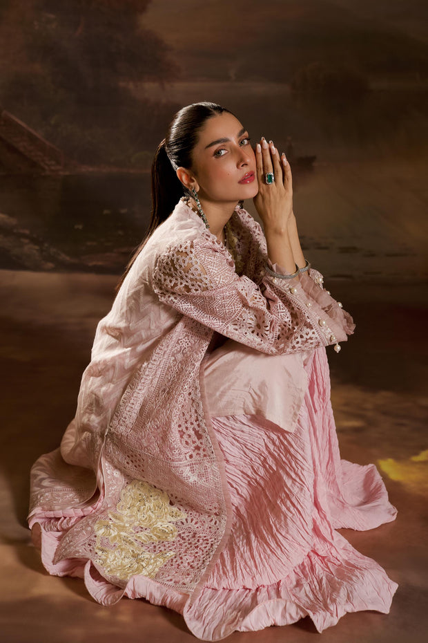 Sana Safinaz Stitched Embroidered Organza Shirt + Gharara Sana