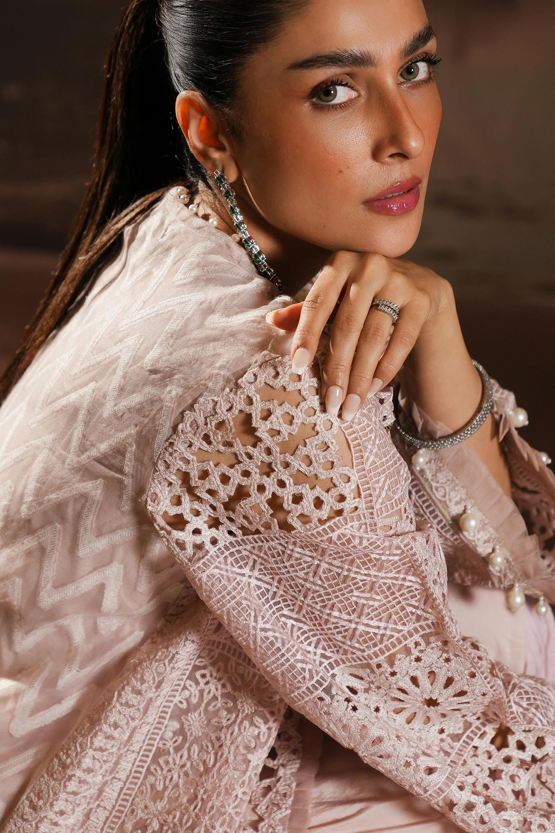Sana Safinaz Stitched Embroidered Organza Shirt + Gharara Sana