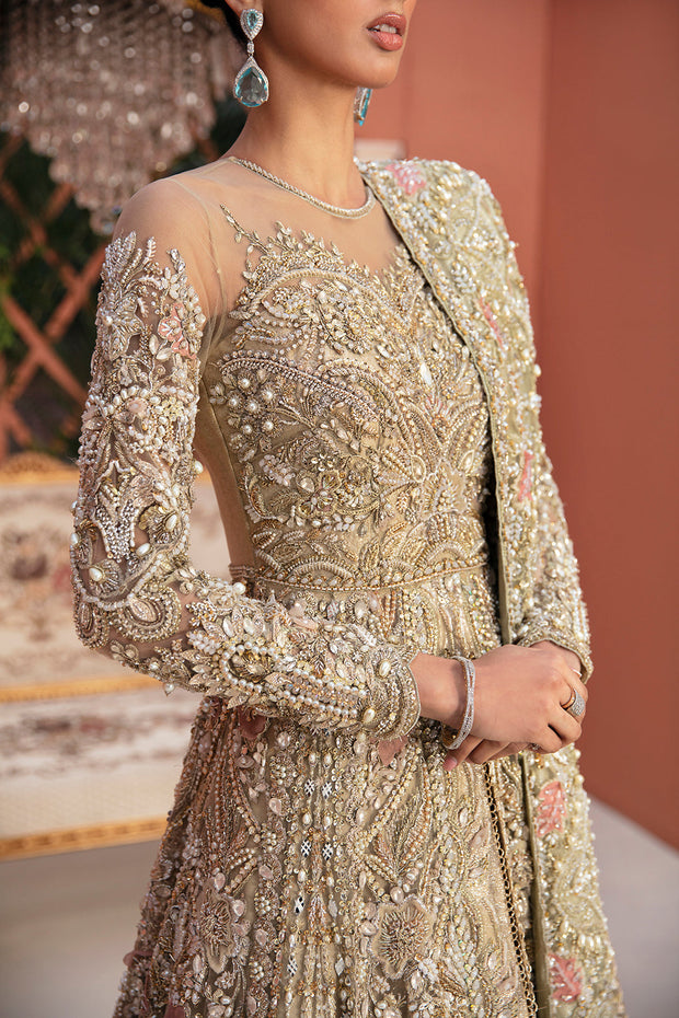 Elegant Net Pakistani Bridal Dress with Intricate Embroidery