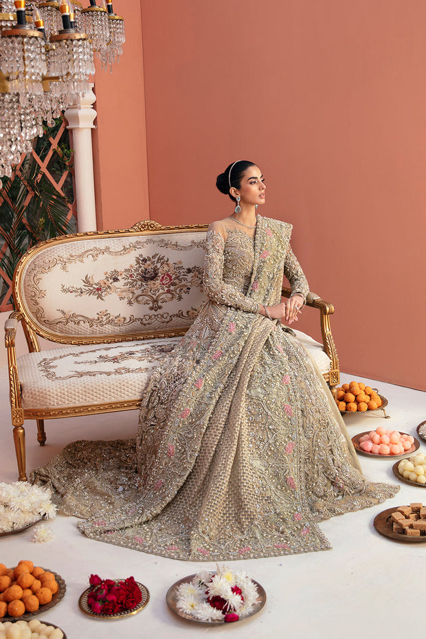 Elegant Net Pakistani Bridal Dress with Intricate Embroidery