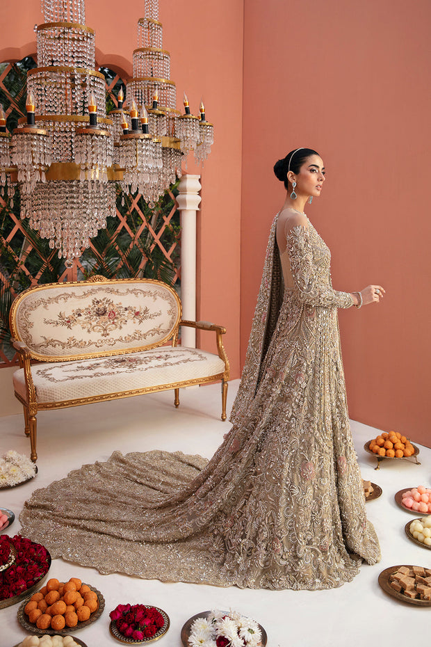 Elegant Net Pakistani Bridal Dress with Intricate Embroidery