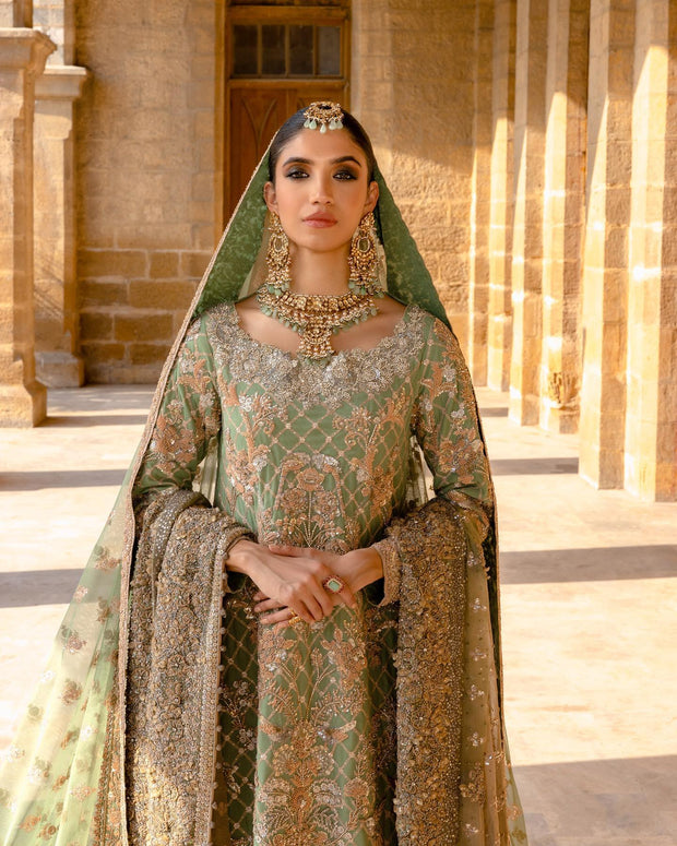 Sea Green Lehenga Kameez for Pakistani Bridal Dress