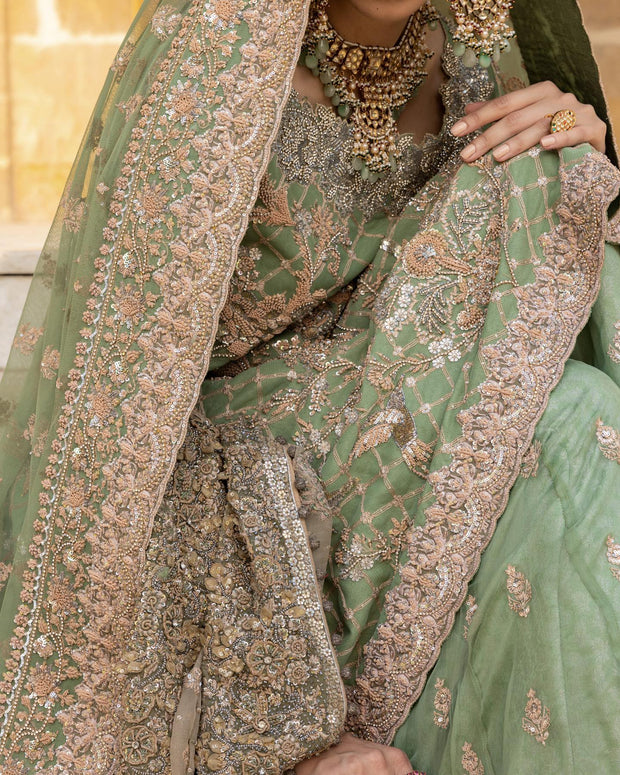 Sea Green Lehenga Kameez for Pakistani 