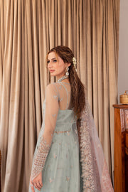 Shop Aqua Blue Embroidered Gown Style Lehenga Pakistani Wedding Dress2023