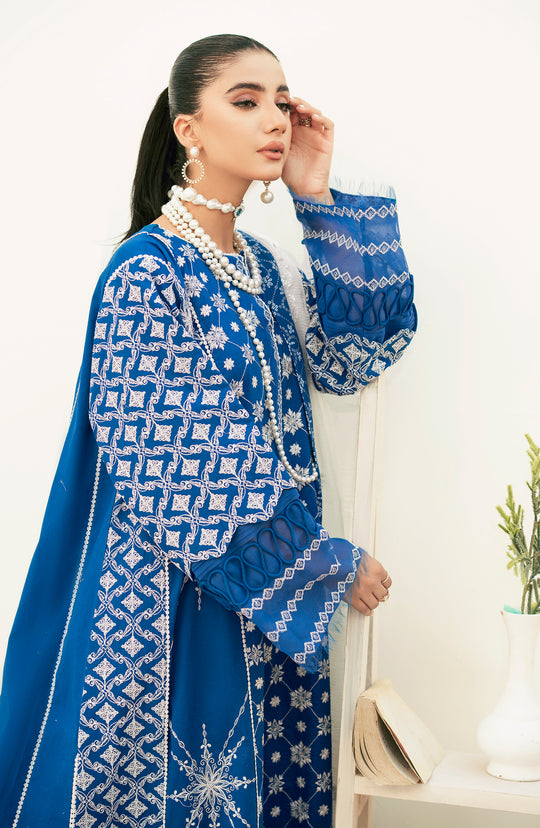Shop Azure Blue Embroidered Pakistani Salwar Kameez Dupatta Salwar Suit