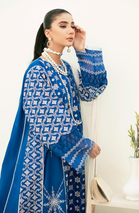 Shop Azure Blue Embroidered Pakistani Salwar Kameez Dupatta Salwar Suit