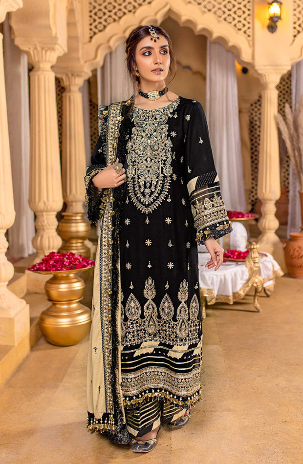 Shop  Black Heavily Embroidered Pakistani Salwar Kameez Dupatta Suit