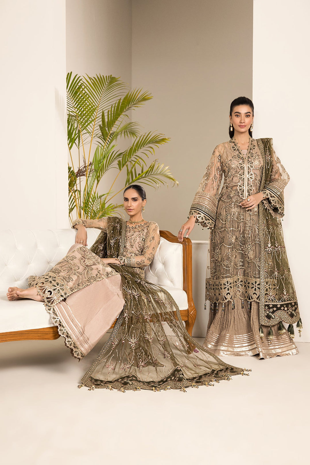 Shop Blackish Embroidered Dusty Skin Pakistani Salwar Kameez with Dupatta
