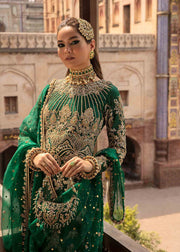 Shop Bottle Green Embellished Pakistani Wedding Dress Kameez Sharara