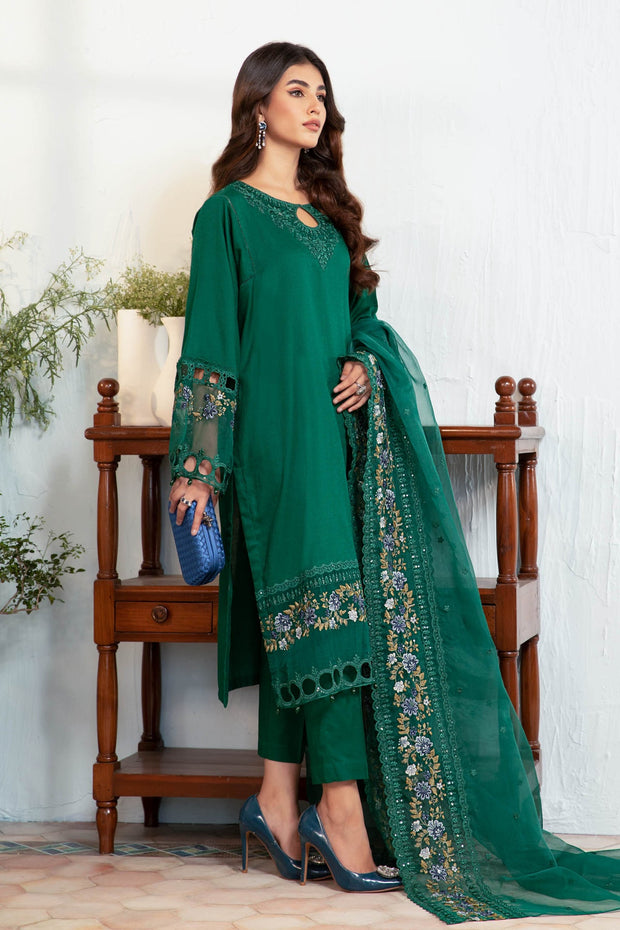 Bottle Green Embroidered Pakistani Salwar Kameez Dupatta Nameera by Farooq Bottle Green Embroidered Pakistani Salwar Kameez Dupatta Nameera by Farooq