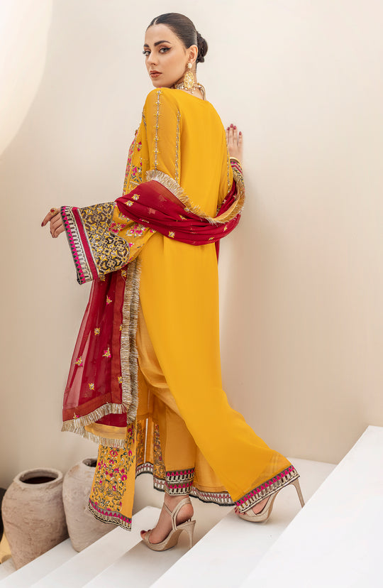 Shop Candi Yellow Heavily Embellished Pakistani Kameez Wedding Dress