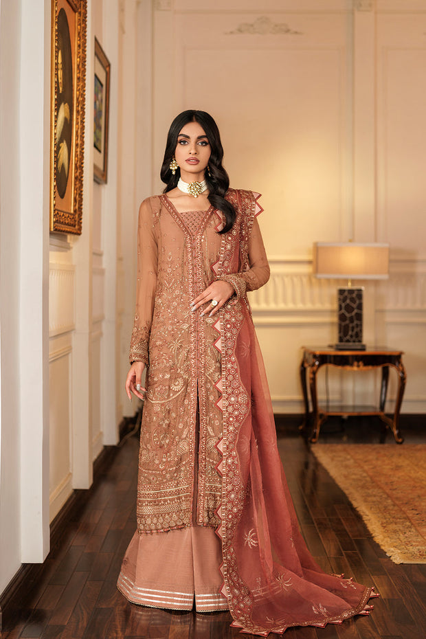 Shop Caramel Gold Heavily Embellished Pakistani Capri Shirt Wedding Dress