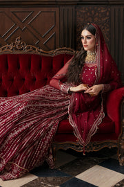 Shop Classic Heavily Embellished Red Pakistani Wedding Dress in Pishwas Style