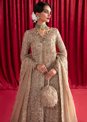 Shop Classic Nude Embroidered Gharara Kameez Style Pakistani Wedding Dress