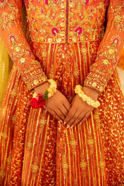 Shop Coral Pink Embroidered Pakistani Wedding Dress Pishwas Frock Style