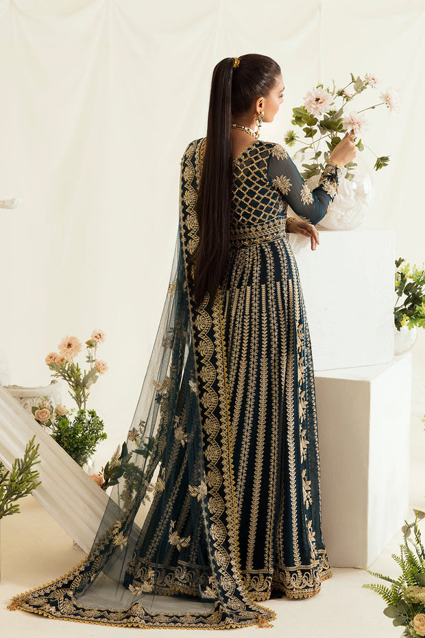 Shop Dark Blue Heavily Embellished Pakistani Wedding Pishwas Dress 2023