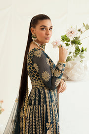 Shop Dark Blue Heavily Embellished Pakistani Wedding Pishwas Dress