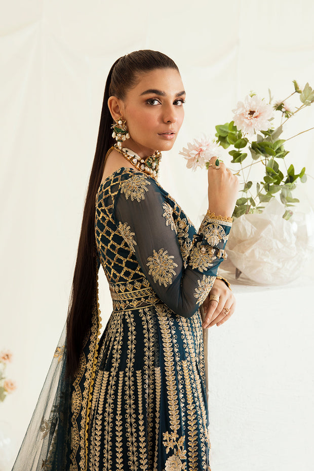 Shop Dark Blue Heavily Embellished Pakistani Wedding Pishwas Dress