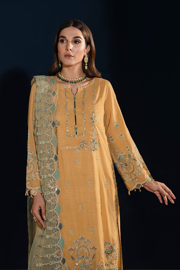 Shop Dusty Yellow Heavily Embellished Pakistani Salwar Kameez Dupatta