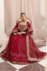 Shop Elegant Deep Red embellished Pakistani Wedding Dress Frock Pishwas