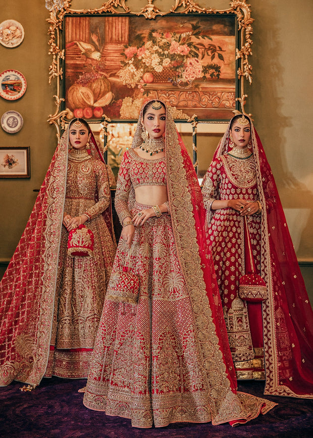 Shop Elegant Heavily Embellished Red lehenga Choli Pakistani Wedding Dress