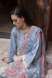 Shop Elegant Ice Blue Heavily Embroidered Pakistani Salwar Kameez Dupatta Suit