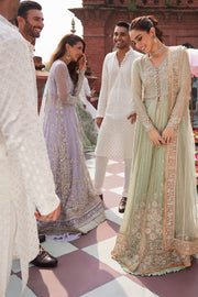 Shop Elegant Mint Green Embroidered Pakistani Wedding Wear Pishwas Frock