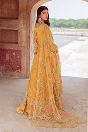 Shop  Elegant Mustard Floral Embellished Pakistani Wedding Dress in Frock Style