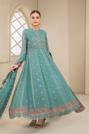 Shop Elegant Sky Blue Embroidered Pakistani Long Frock Party Dress 2023
