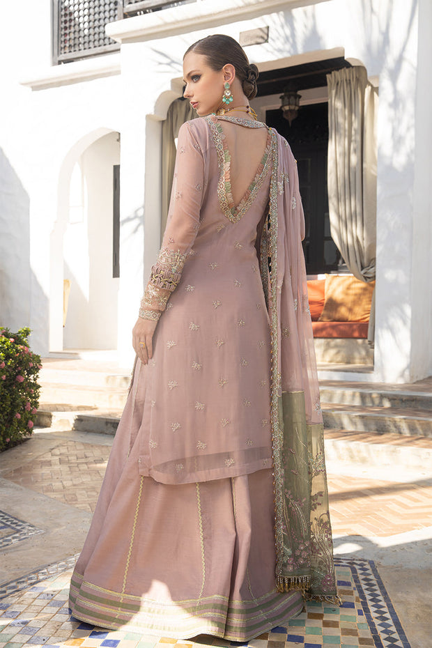 Shop Elegant Tea Pink Embroidered Kameez Sharara Pakistani Wedding Dress