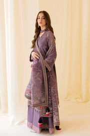 Shop Embroidered Lilac Pakistani Frock Capri with Embellished Dupatta
