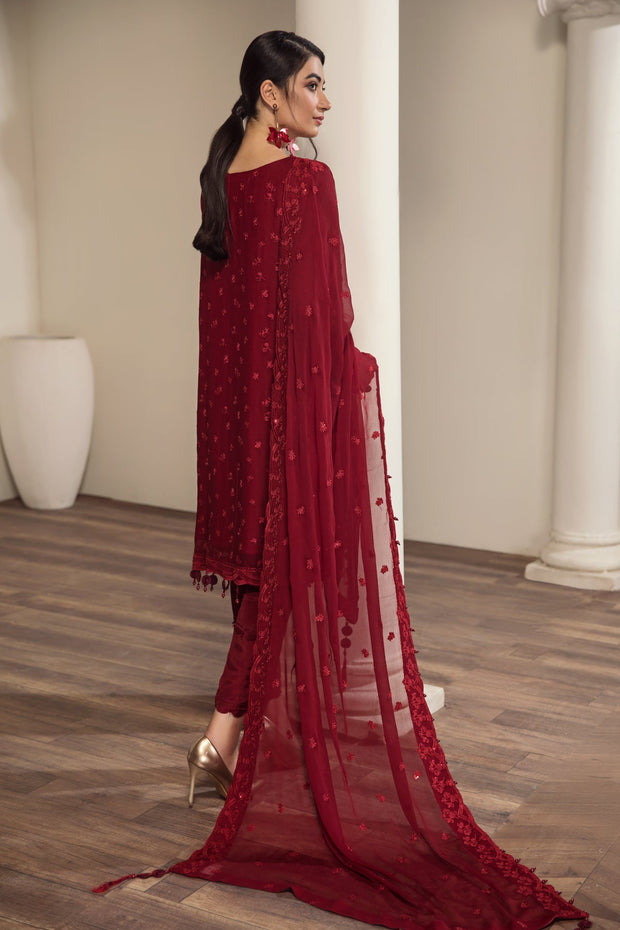 Shop Embroidered Pakistani Salwar Kameez Red Chiffon Salwar Suit