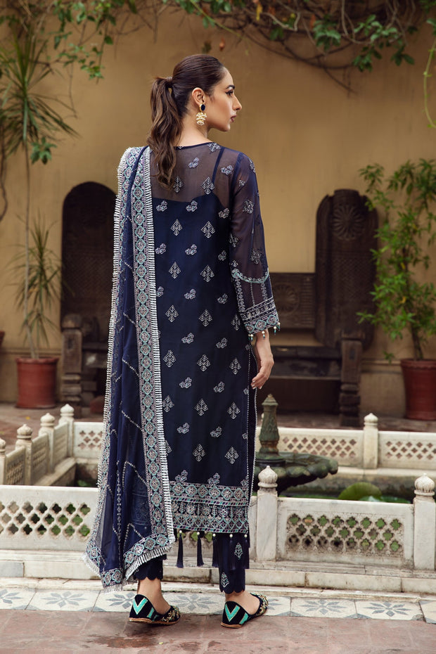 Shop Embroidered Royal Blue Pakistani Kurta Sharara Wedding Dress