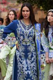 Shop Embroidered Royal Blue Shade Pakistani Salwar Kameez Dupatta Suit 2024