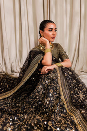 Shop Golden Black Embroidered Pakistani Lehenga Choli Wedding Dress 2023