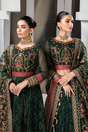 Shop Heavily Embellished Bottle Green Pakistani Pishwas Wedding Dress