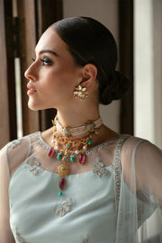 Shop Heavily Embellished Ice Blue Pakistani Wedding Dress Lehenga Choli