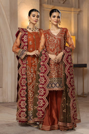 Shop Heavily Embellished Pakistani Caramel Gown Sharara Wedding Dress 2023