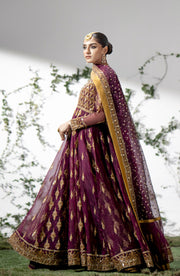 Shop Heavily Embellished Pakistani Wedding Dress Pishwas In Magenta Shade