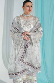 Shop Heavily Embellished Silver Pakistani Long Kameez Sharara Wedding Dress