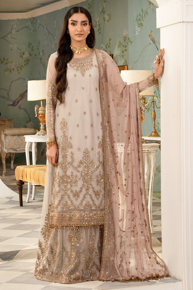 Ivory Pakistani Wedding Dress in Kameez Sharara Style – Nameera by Farooq