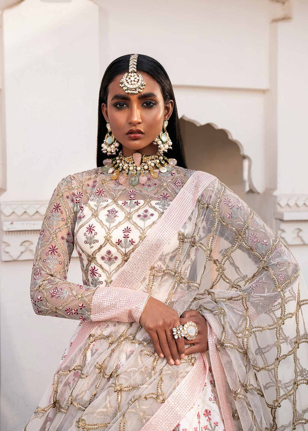 Shop Ivory Pink Contrast Embroidered Pakistani Wedding Wear Lehenga Choli