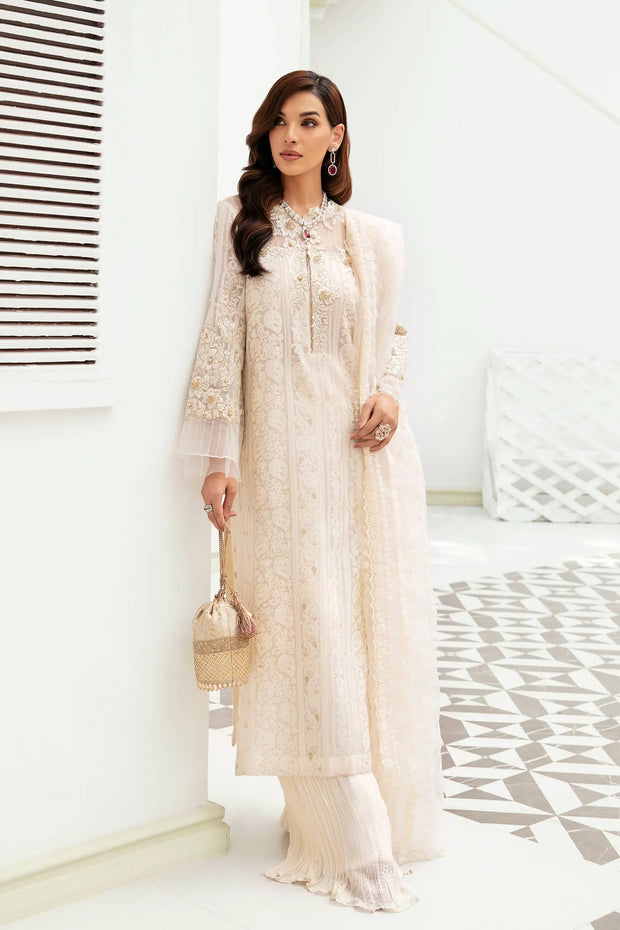 Shop Ivory Salwar Suit Embroidered Pakistani Salwar Kameez Dupatta