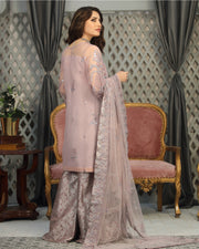 Shop Lavender Pakistani Wedding Dress Heavily Embellished Kameez Gharara