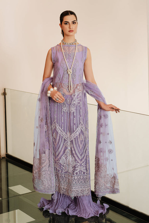 Shop Lilac Heavily Embellished Pakistani Long Kameez Wedding Dress