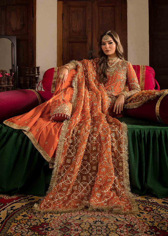 Luxury Orange Pakistani Wedding Dress Kurti Sharara Nameera by Farooq Luxury Orange Pakistani Wedding Dress Kurti Sharara Nameera by Farooq